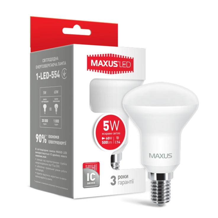 Лампочка 1-LED-554 Led Maxus R50 5W Яркий свет Е14